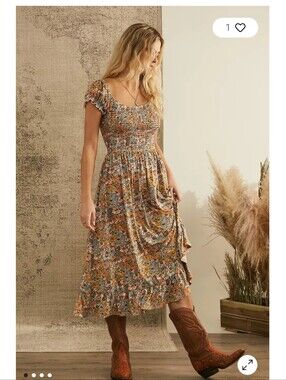 Urban Outfitters Tessie Multi Floral Midi Dress Size Small
